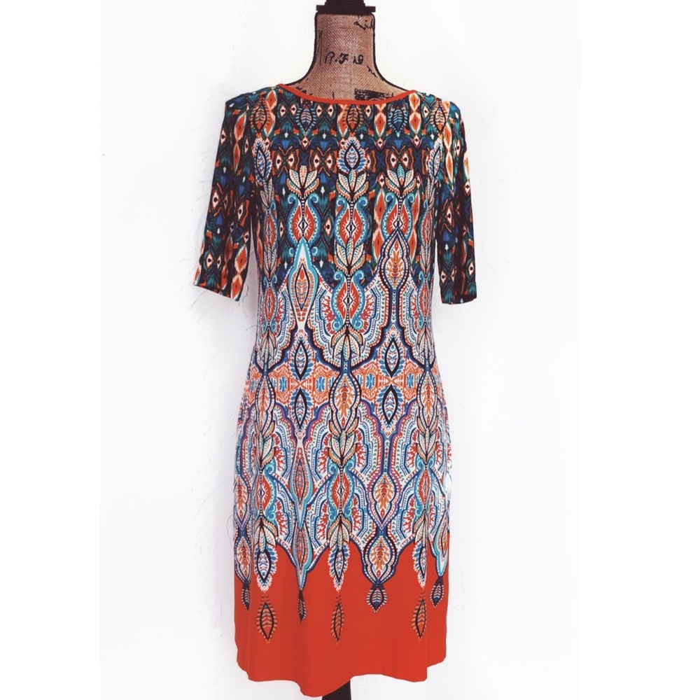 Eliza J Shift Dresses |  Blue/Orange Short Sleeve